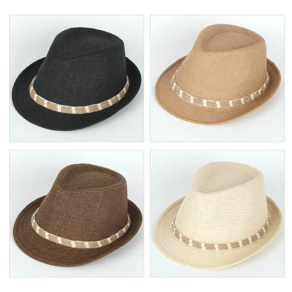 두줄 여름 밀짚 중절모 / 페도라 플로피햇 남녀공용 모자
