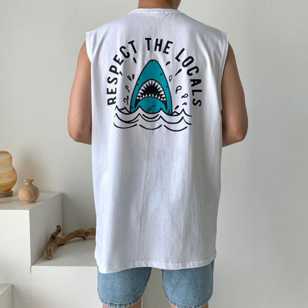 휴가 오버핏 상어 민소매 티셔츠